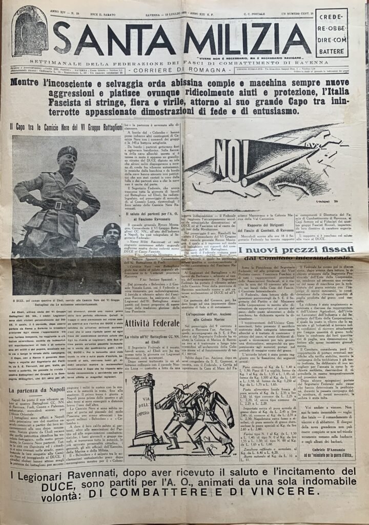 Santa Milizia n° 28. Settimanale della Federazione dei Fasci di …