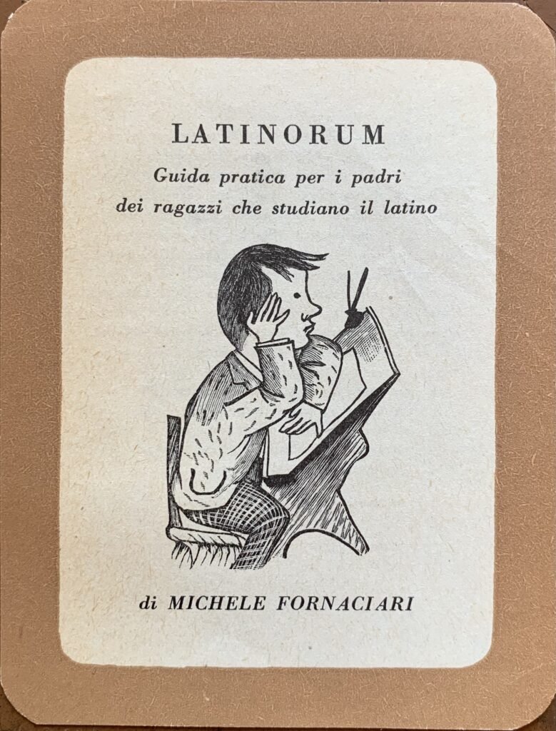 Santino pubblicitario per Latinorum di Michele Fornaciari