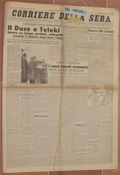 CORRIERE DELLA SERA GIOVEDI 27 MARZO 1940
