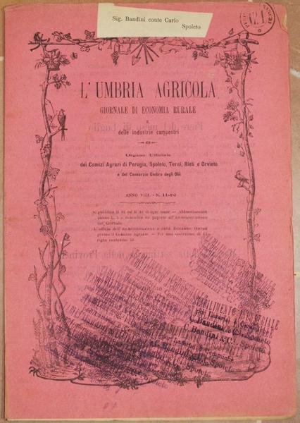 L'UMBRIA AGRICOLA GIORNALE DI ECONOMIA RURALE E DELLE INDUSTRIE CAMPESTRI …