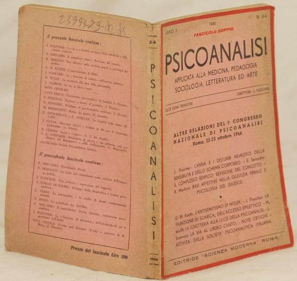PSICOANALISI APPLICATA ALLA MEDICINA, PEDAGOGIA SOCIOLOGIA, LETTERATURA ED ARTE 1946 …