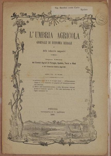 L'UMBRIA AGRICOLA GIORNALE DI ECONOMIA RURALE E DELLE INDUSTRIE CAMPESTRI …