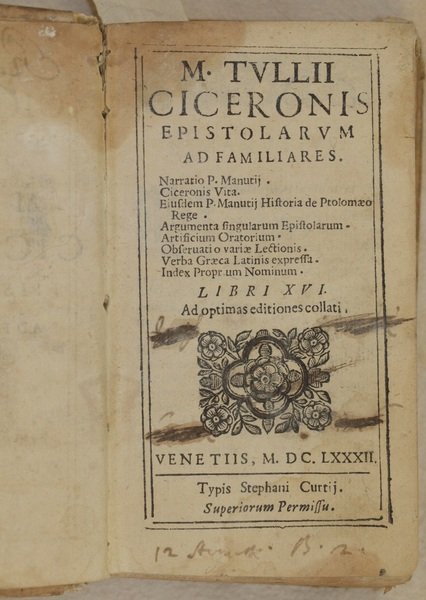 M. TULLII CICERONIS EPISTOLARUM AD FAMILIARES NARRATIO P. MANUTII CICERONIS …