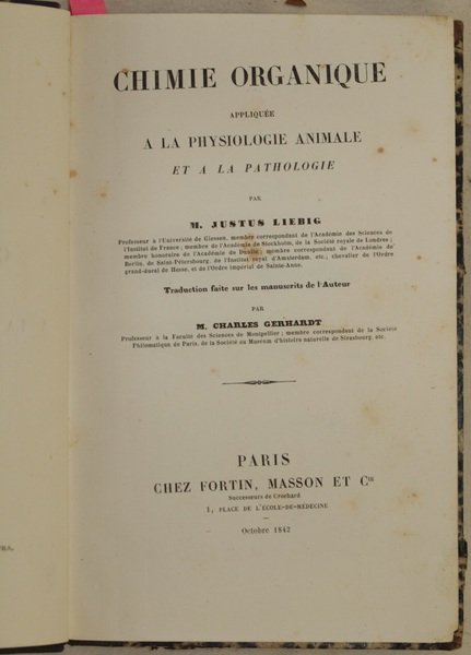 CHIMIE ORGANIQUE APPLIQUE A LA PHYSIOLOGIA ANIMALE ET A LA …