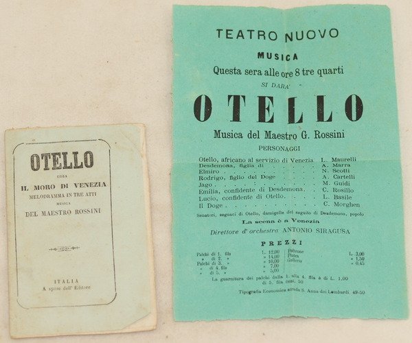 OTELLO OSSIA IL MORO DI VENEZIA MELODRAMMA IN TRE ATTI …