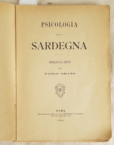 PSICOLOGIA DELLA SARDEGNA IMPRESSIONIE D APPUNTI