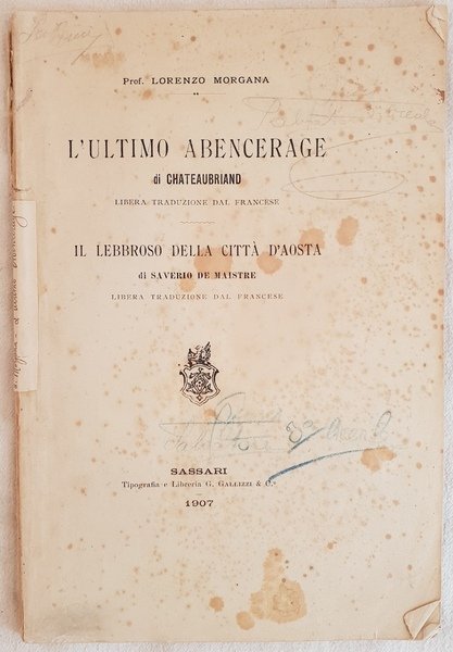 L'ULTIMO ABENCERAGE DI CHATEAUBRIAND - IL LEBBROSO DELLA CITTA D'AOSTA