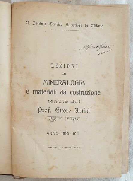 LEZIONI DI MINERALOGIA E MATERIALI DA COSTRUZIONE