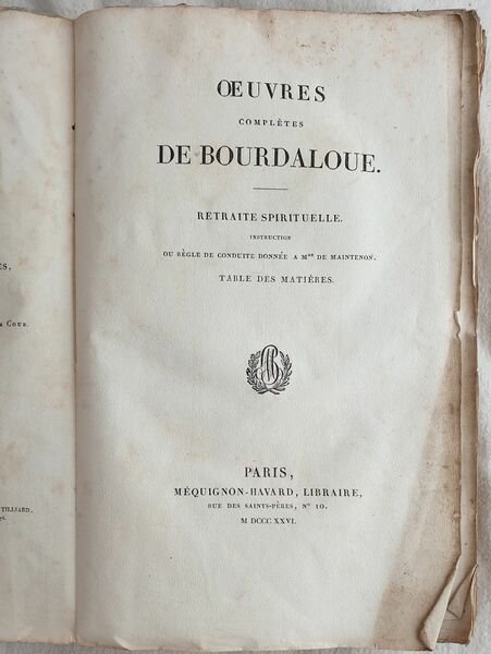 OEUVRES COMPLETES DE BOURDALOUE