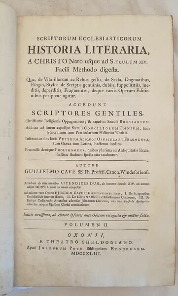 SCRIPTORUM ECCLESIASTICORUM HISTORIA LITERARIA A CHRISTO NATO USQUE AD SAECULUM …