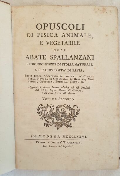 OPUSCOLI DI FISICA ANIMALE E VEGETABILE