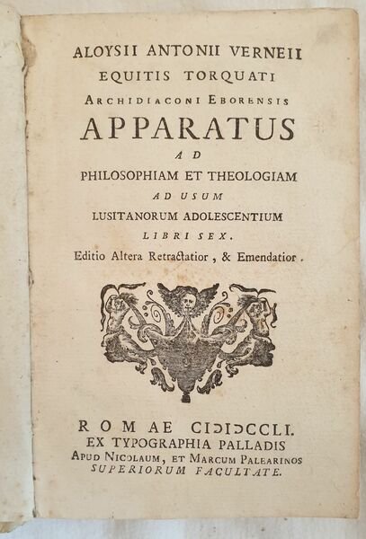 APPARATUS AD PHILOSOPHIAM ET THEOLOGIAM AD USUM LUSITANORUM ADOLESCENTIUM