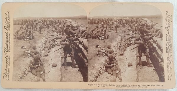 VEDUTA STEREOSCOPICA SECONDA GUERRA BOERA ROYAL MUNSTER FUSILIERS WISELY KEPT …
