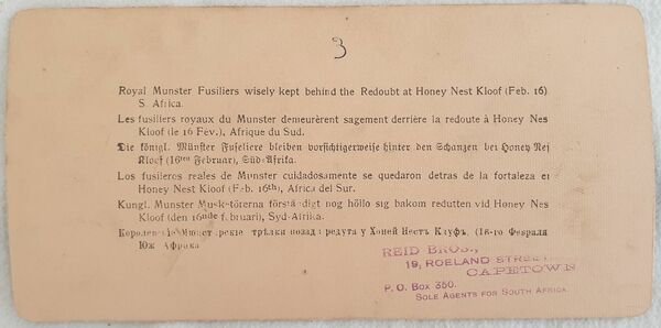 VEDUTA STEREOSCOPICA SECONDA GUERRA BOERA ROYAL MUNSTER FUSILIERS WISELY KEPT …