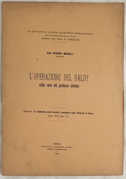 L'OPERAZIONE DEL BALDY NELLA CURA DEL PROLASSO UTERINO