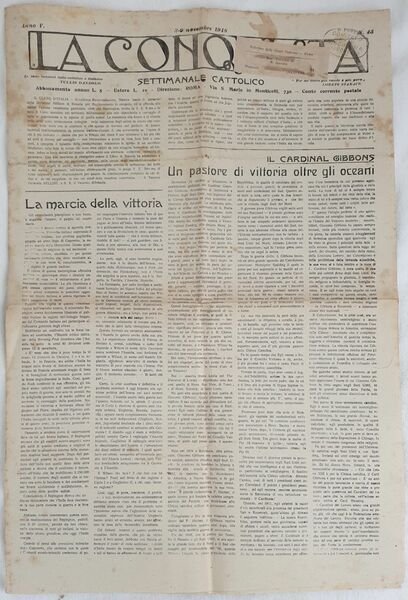 LA CONQUISTA SETTIMANALE CATTOLICO 20 OTTOBRE 1918 - 13 OTTOBRE …