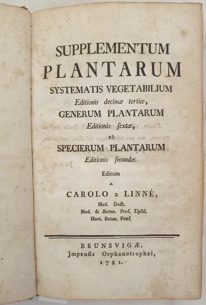 SUPPLEMENTUM PLANTARUM SYSTEMATIS VEGETABILIUM GENRUM PLANTARUM EDITIONIS SEXTAE ET SPECIERUM …