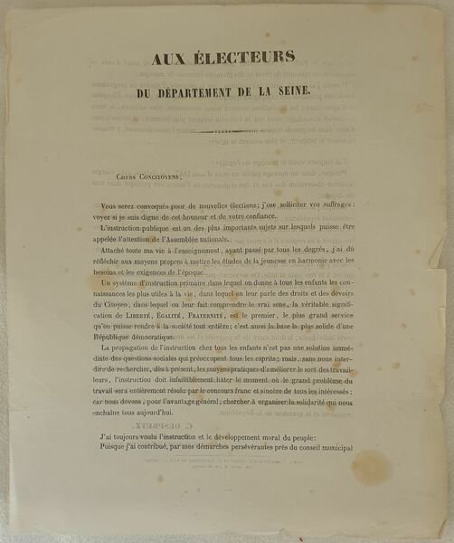 AUX ELECTEURS DU DEPARTEMENT DE LA SEINE