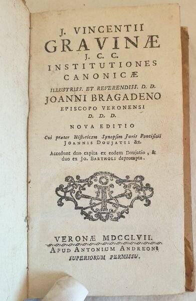 INSTITUTIONES CANONICAE ILLUSTRISS. ET REVERENDISS. JOANNI BRAGADENO