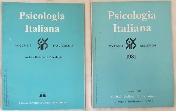 PSICOLOGIA ITALIANA VOLUME 3 NUMERI 3-4 1981 VOLUME 7 FASCICOLO …