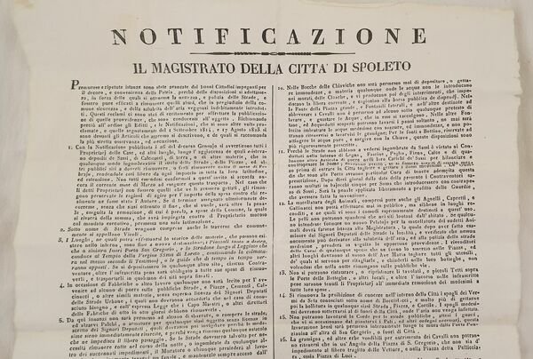 NOTIFICAIZONE IL MAGISTRATO DELLA CITTA DI SPOLETO SPOLETO 18 MARZO …