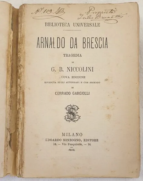 ARNALDO DA BRESCIA TRAGEDIA DI G. B. NICCOLINI | Immagine principale