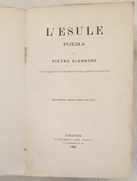 L'ESULE POEMA