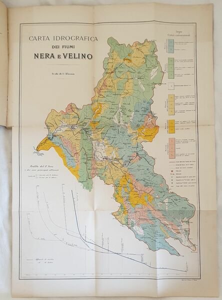 CARTA IDROGRAFICA D'ITALIA NERA E VELINO ATLANTE