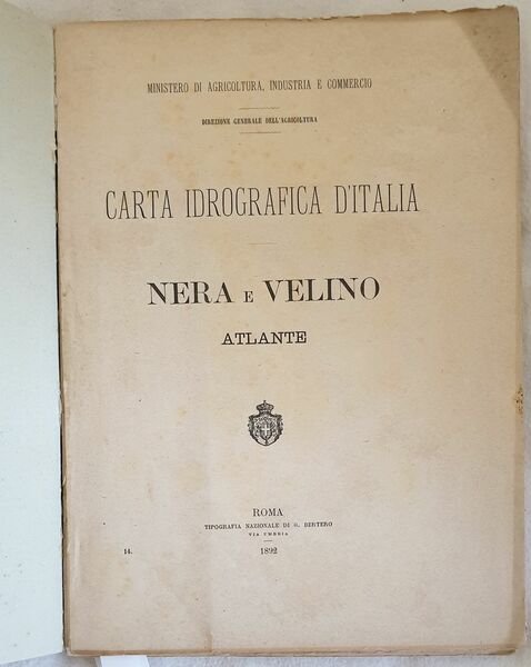 CARTA IDROGRAFICA D'ITALIA NERA E VELINO ATLANTE