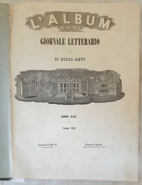 ALBUM DI ROMA GIORNALE LETTERARIO E DI BELLE ARTI ANNO …