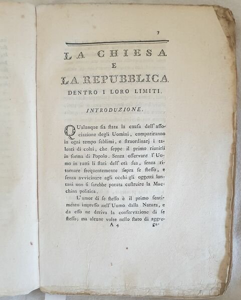 LA CHIESA E LA REPUBBLICA DENTRO I LORO LIMITI