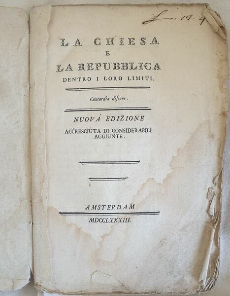 LA CHIESA E LA REPUBBLICA DENTRO I LORO LIMITI