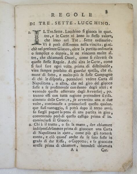 REGOLE DEL DILETTEVOLE GIUOCO DI TRE-SETTE-LUCCHINO