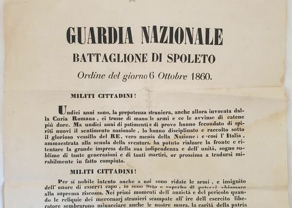 GUARDIA NAZIONALE BATTAGLIONE DI SPOLETO ORDINE DEL GIORNO 6 OTTOBRE …