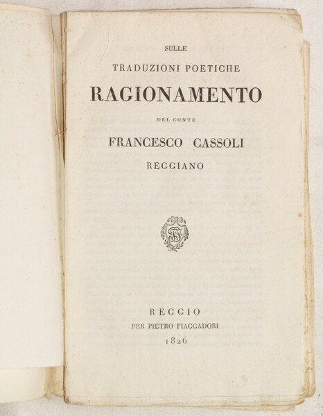 SULLE TRADUZIONI POETICHE RAGIONAMENTO