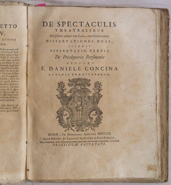 DE SPECTACULIS THEATRALIBUS CHRISTIANO CUIQUE TUM LAICO, TUM CLERICO CETITIS