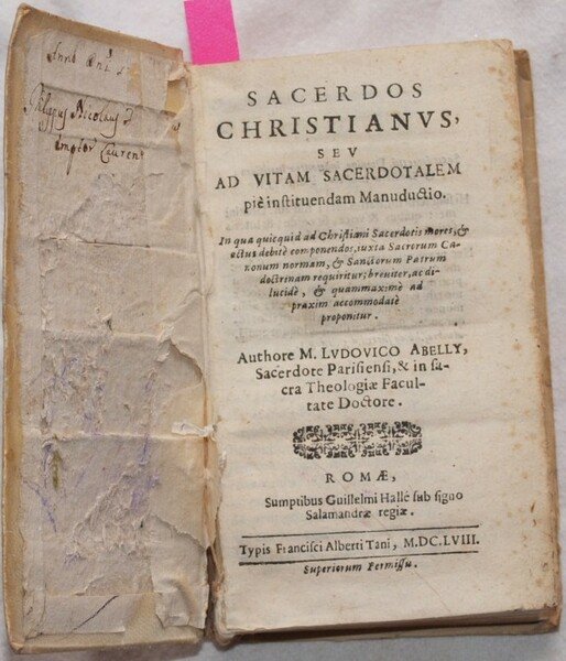 SACERDOS CHRISTIANUS SEU AD VITAM SACERDOTALEM PIE INSTITUENDA, MANUDUCTIO