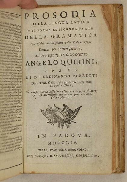 GRAMMATICA DELLA LINGUA LATINA DETTATA PER INTERROGAZIONE AD USO DEL …
