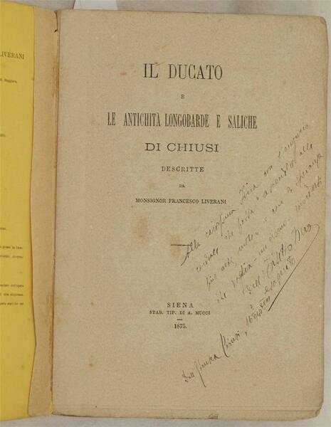 IL DUCATO E LE ANTICHITA LONGOBARDE E SALICHE DI CHIUSI