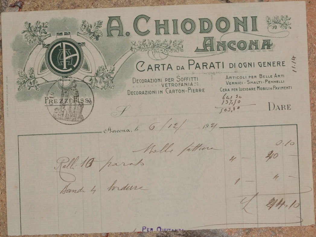 A. CHIODONI ANCONA CARTA DA PARATI DI OGNI GENERE 6 …