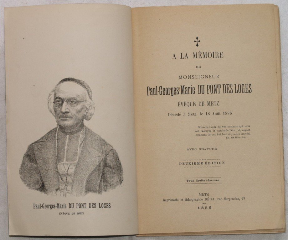 A LA MEMOIRE DE MONSEIGNEUR PAUL-GEORGES-MARIE DU PONT DES LOGES …