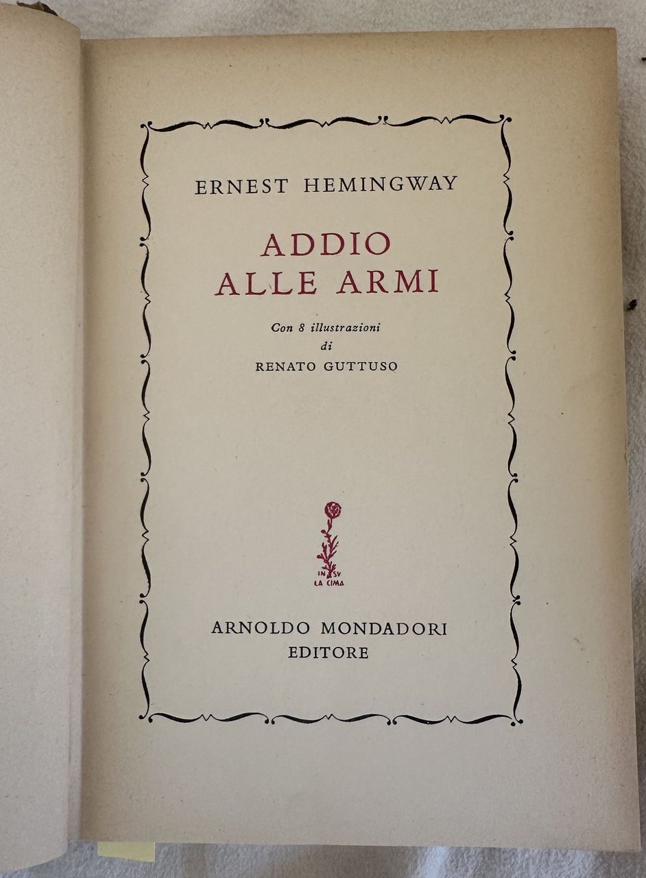 ADDIO ALLE ARMI CON 8 ILLUSTRAZIONI DI RENATO GUTTUSO