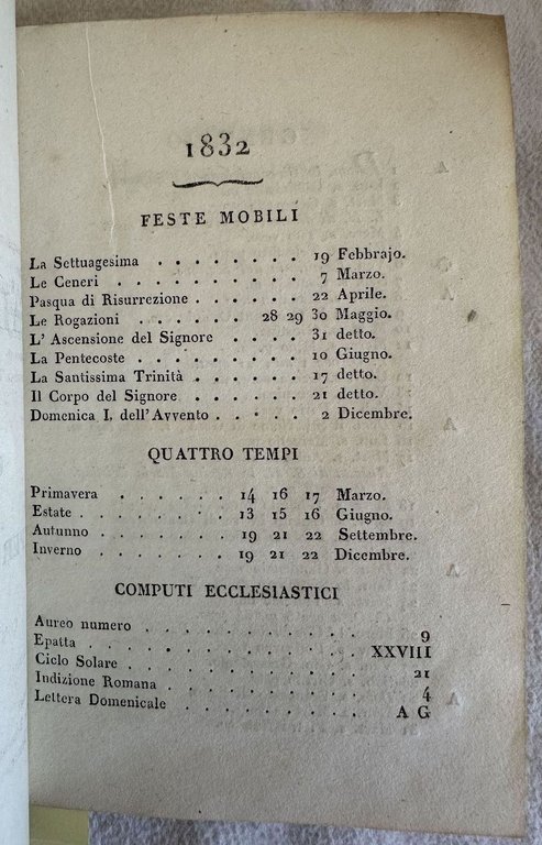 ALMANACCO DELLA REAL CASA E CORTE PER L'ANNO BISESTILE 1832