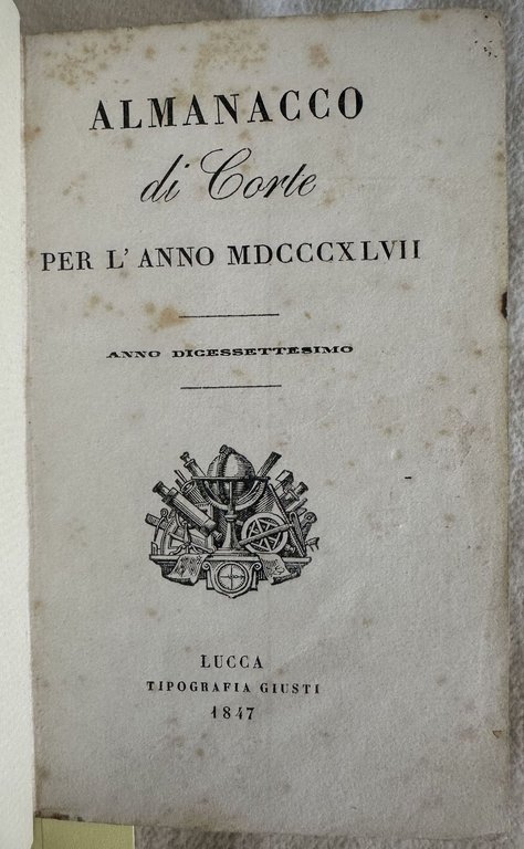 ALMANACCO DI CORTE PER L'ANNO MDCCCXLVII