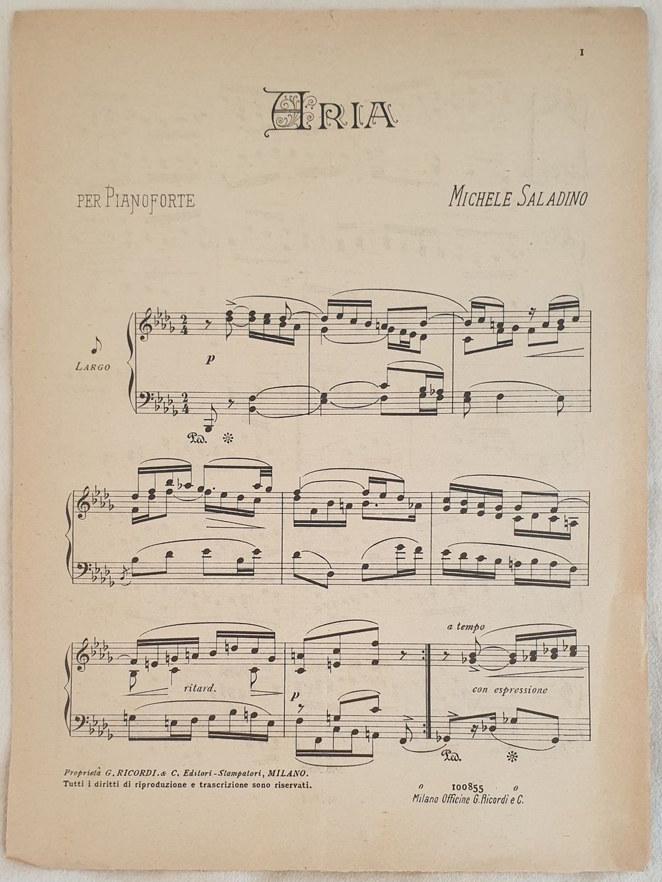 ARIA PER PIANOFORTE