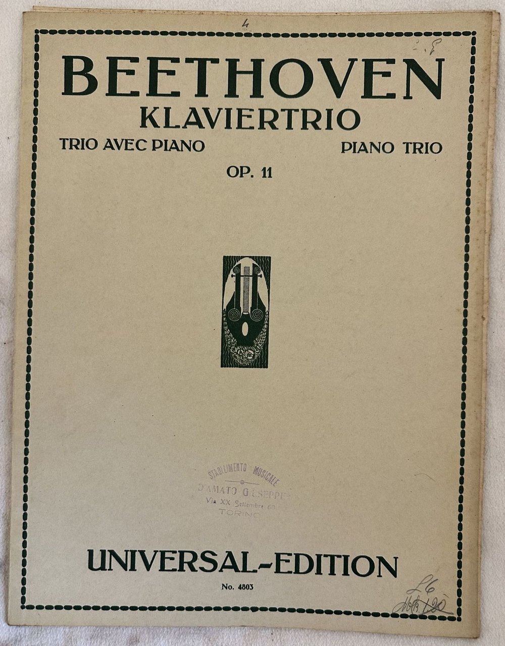 BEETHOVEN KLAVER TRIOS 4803 OP. 11 B SI BEMOLLE MAGGIORE | Immagine principale