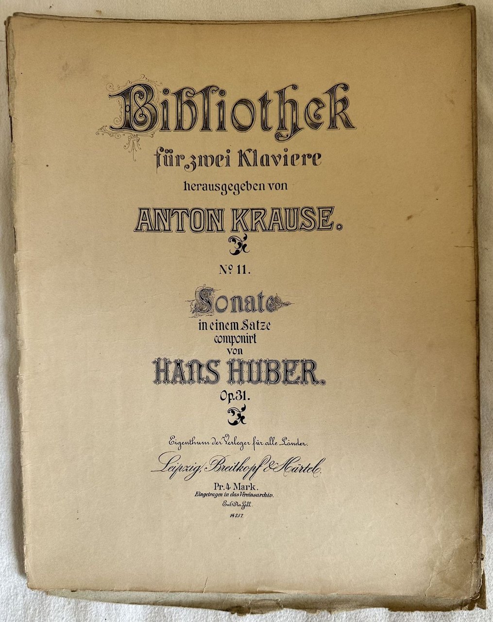 BIBLIOTHEK FUR SWEI KLAVIERE HERAUSGEGEBEN VON ANTON KRAUSE N. 11