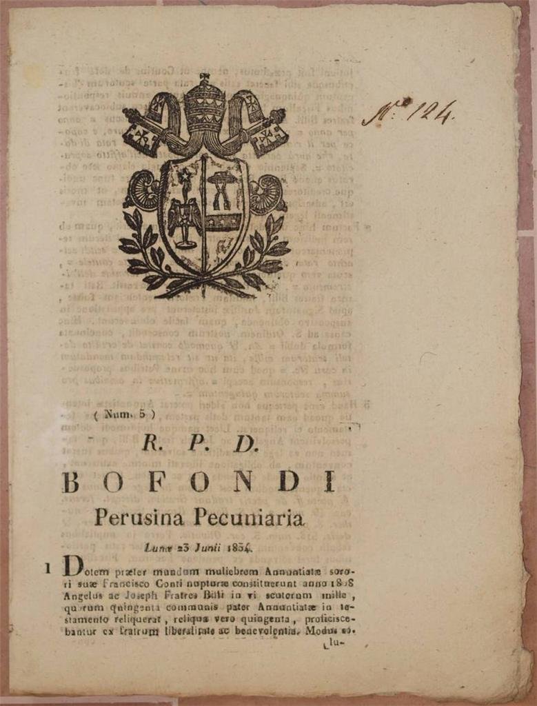 BOFONDI PERUSINA PECUNIARIA LUNOE 23 JUNII 1834