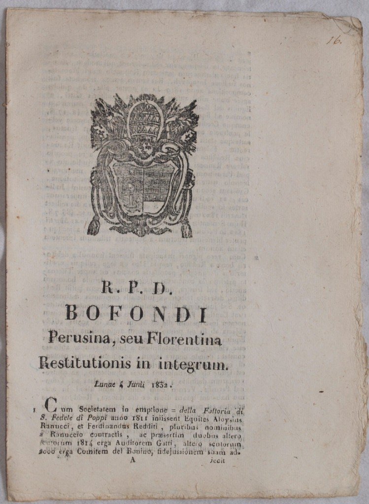 BOFONDI PERUSINA, SEU FLORENTINA RESTITUTIONIS IN INTEGRUM LUNAE 4 JUNII …