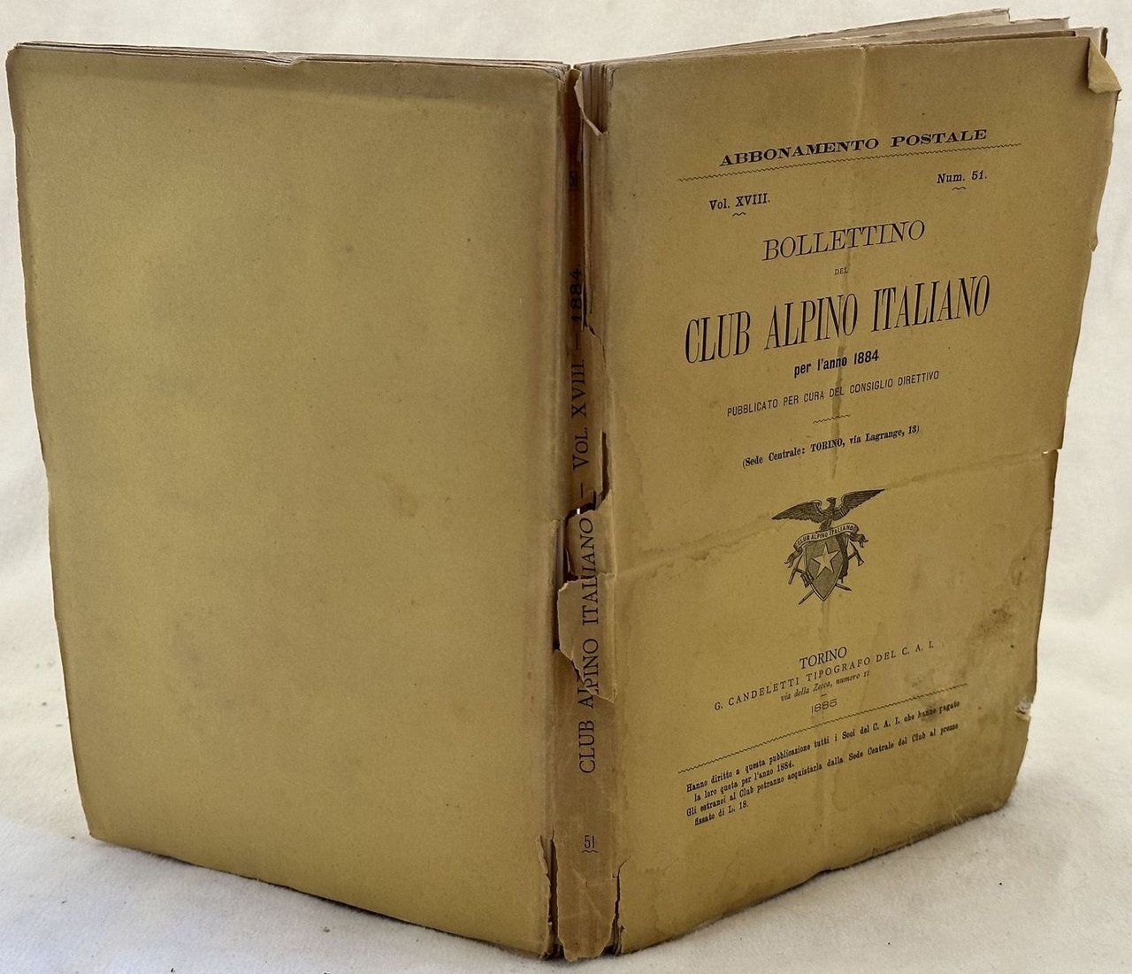 BOLLETTINO DEL CLUB ALPINO ITALIANO ANNO 1884